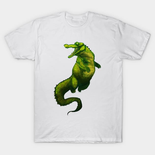 Cute Chunky Crocodile Alligator Swimming Cartoon Illustration T-Shirt by Stilo29